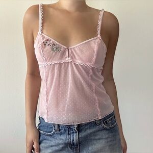 victoria’s secret 05’ pink floral lace babydoll camisole tank